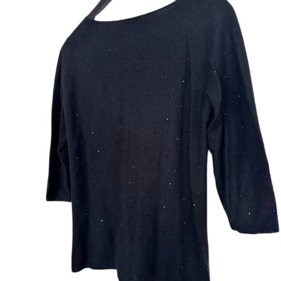 J. Jill Black Crystal Embellished 3/4 Sleeve Pullover Top - Size Small - Picture 6 of 8